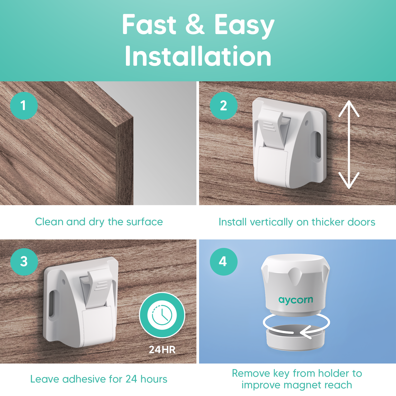 Baby Safety Proof Magnetic Cupboard Locks - 10 pack