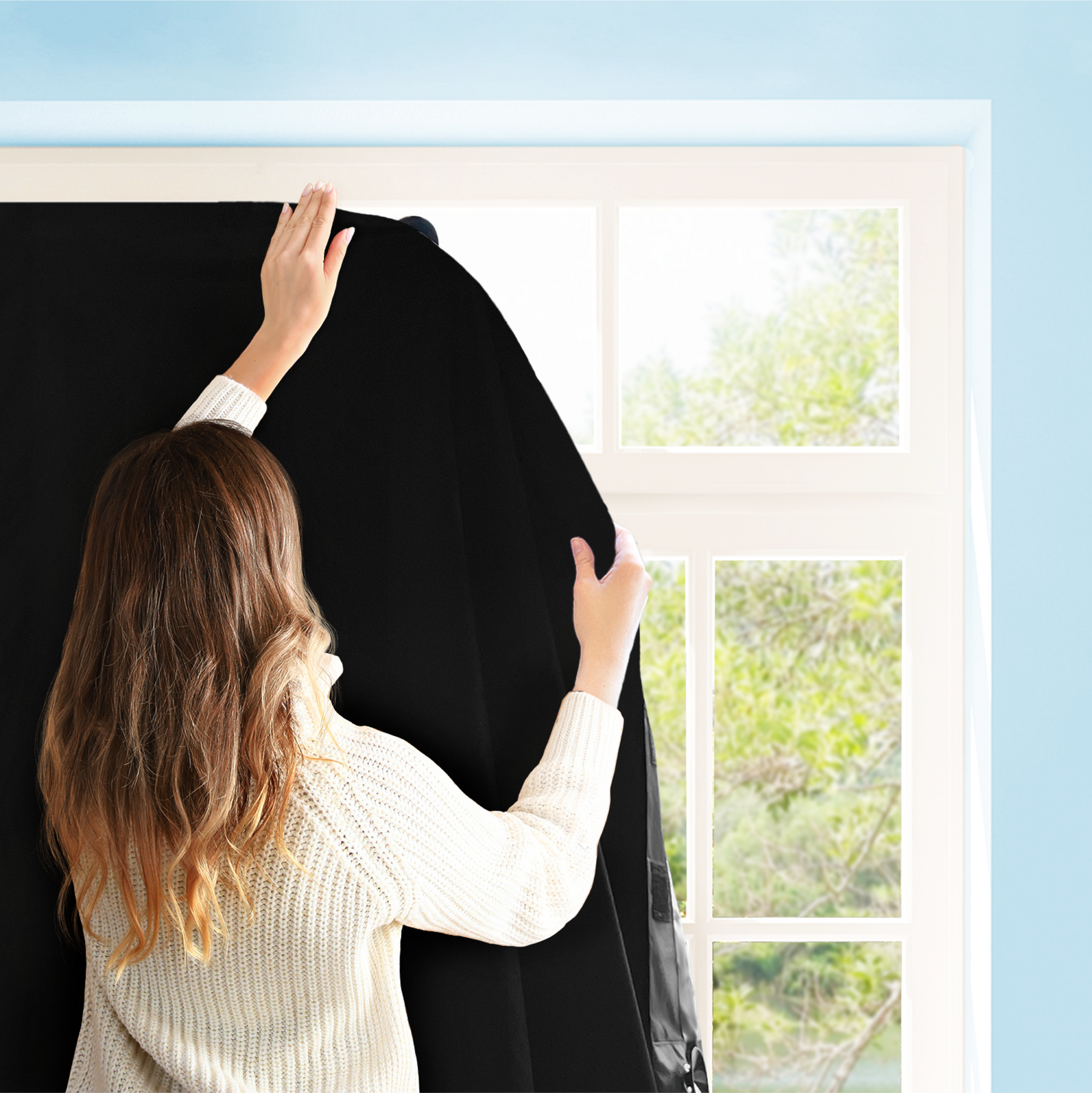 130 x 200 cm Temporary Blackout Curtains - Black