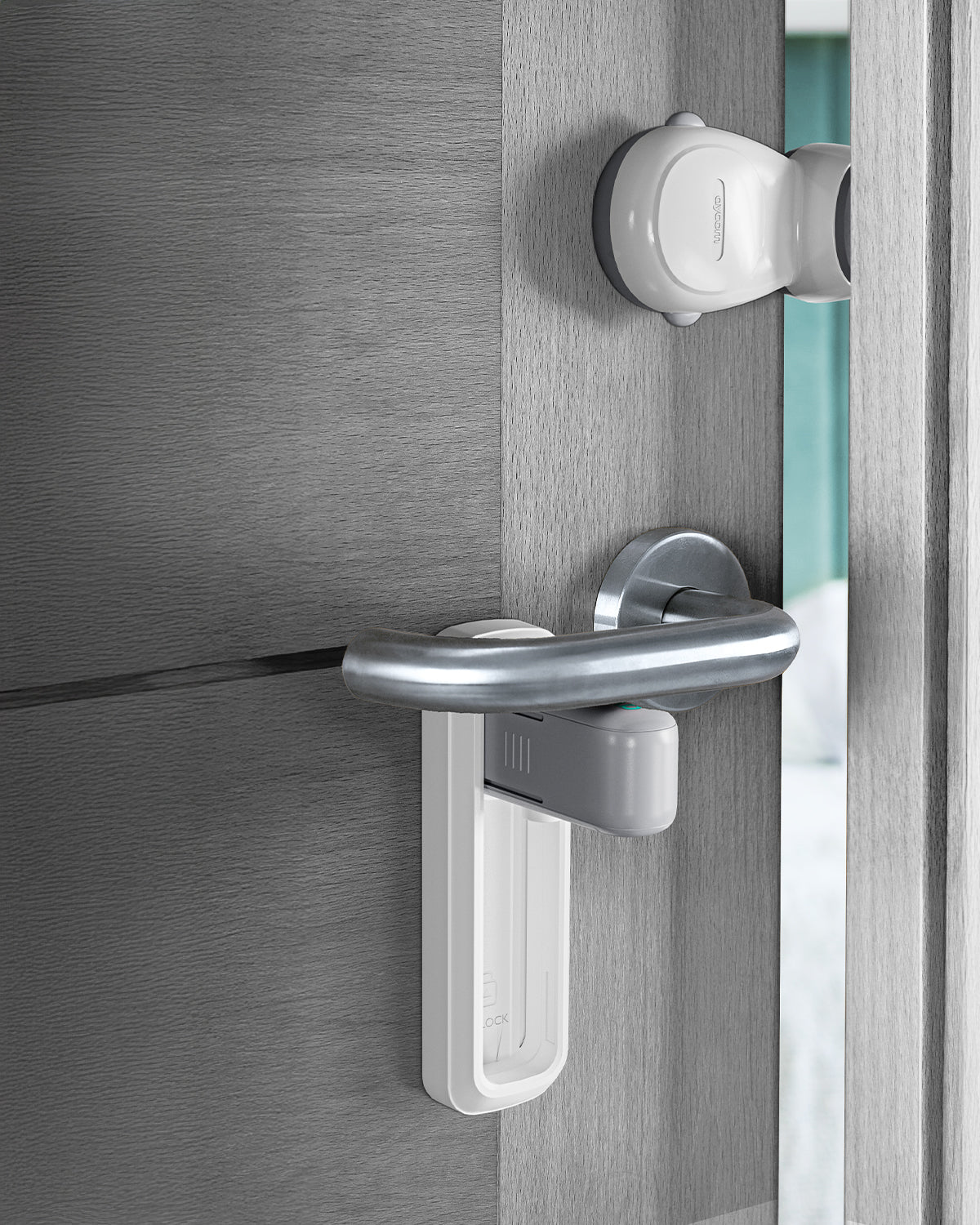Safety Door Kit 2 Door Locks + 2 Door Stoppers - White