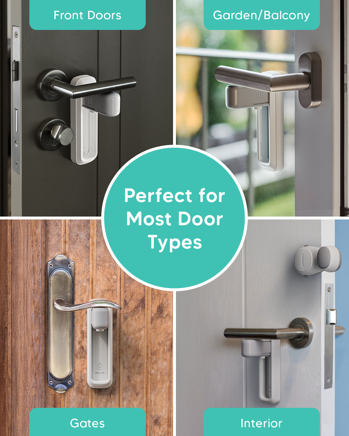 Safety Door Kit 2 Door Locks + 2 Door Stoppers - White