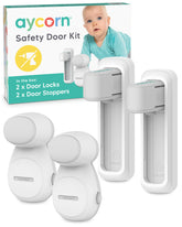 Safety Door Kit 2 Door Locks + 2 Door Stoppers - White