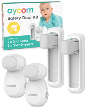 Safety Door Kit 2 Door Locks + 2 Door Stoppers - White