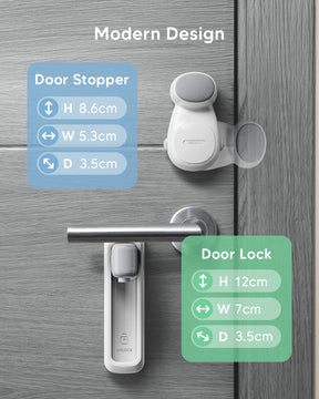 Safety Door Kit 2 Door Locks + 2 Door Stoppers - White